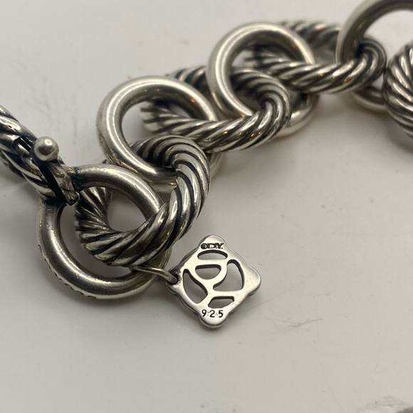 David Yurman Twisted Silver Link Bracelet - Picture 3 of 10